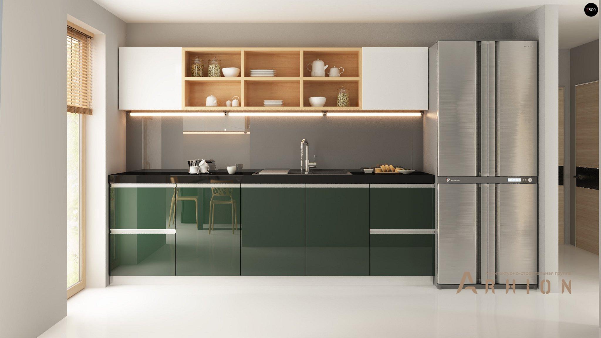 6. Проект одноэтажного дома в стиле минимализм с плоской кровлей , Zx49, площадью - 159 кв c терассой, гаражом