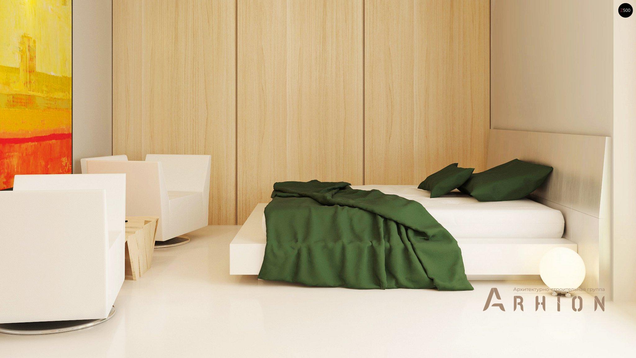 9. Проект одноэтажного дома в стиле минимализм с плоской кровлей , Zx49, площадью - 159 кв c терассой, гаражом