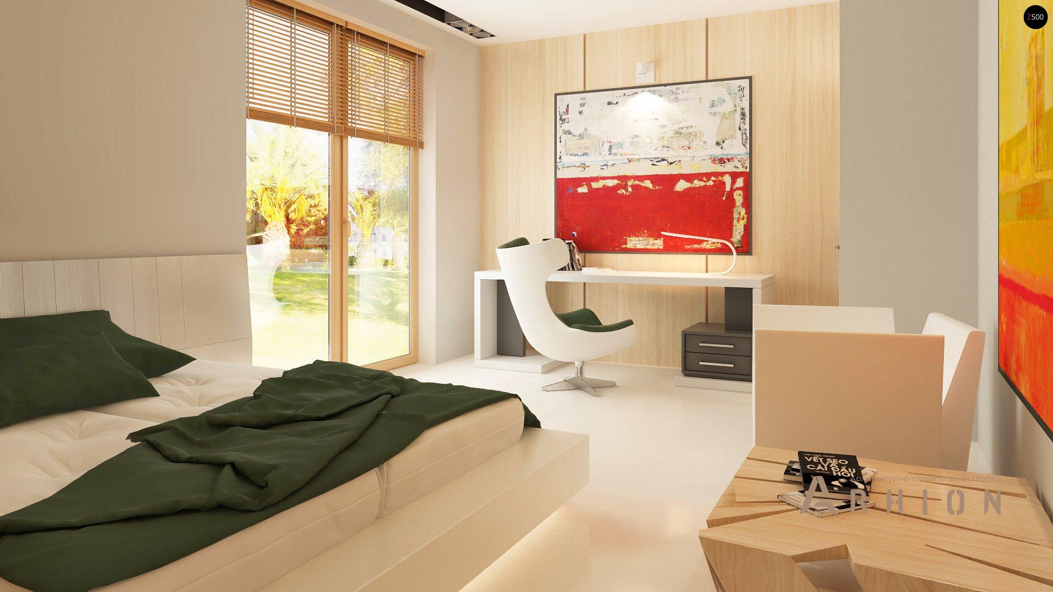 10. Проект одноэтажного дома в стиле минимализм с плоской кровлей , Zx49, площадью - 159 кв c терассой, гаражом