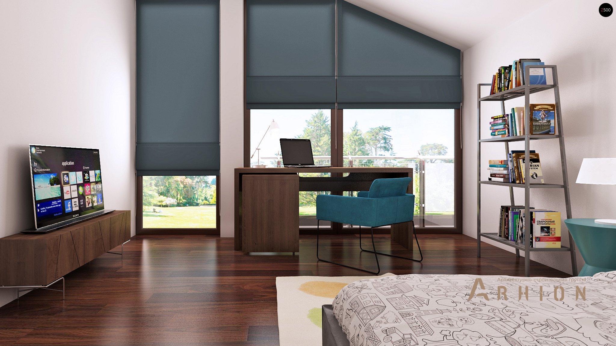 7. Проект одноэтажного дома в канадском стиле с двускатной кровлей, Zx50, площадью - 206 кв c мансардой, терассой, балконом, гаражом