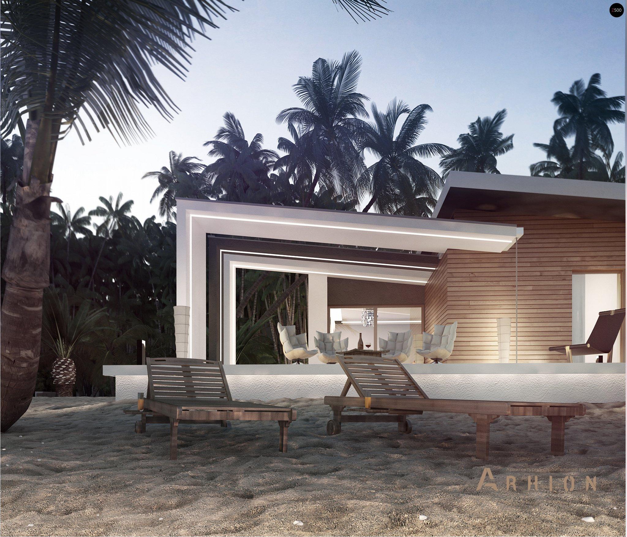 3. Проект одноэтажного дома в стиле хай-тек с односкатной кровлей, Zx57, площадью - 83 кв c терассой