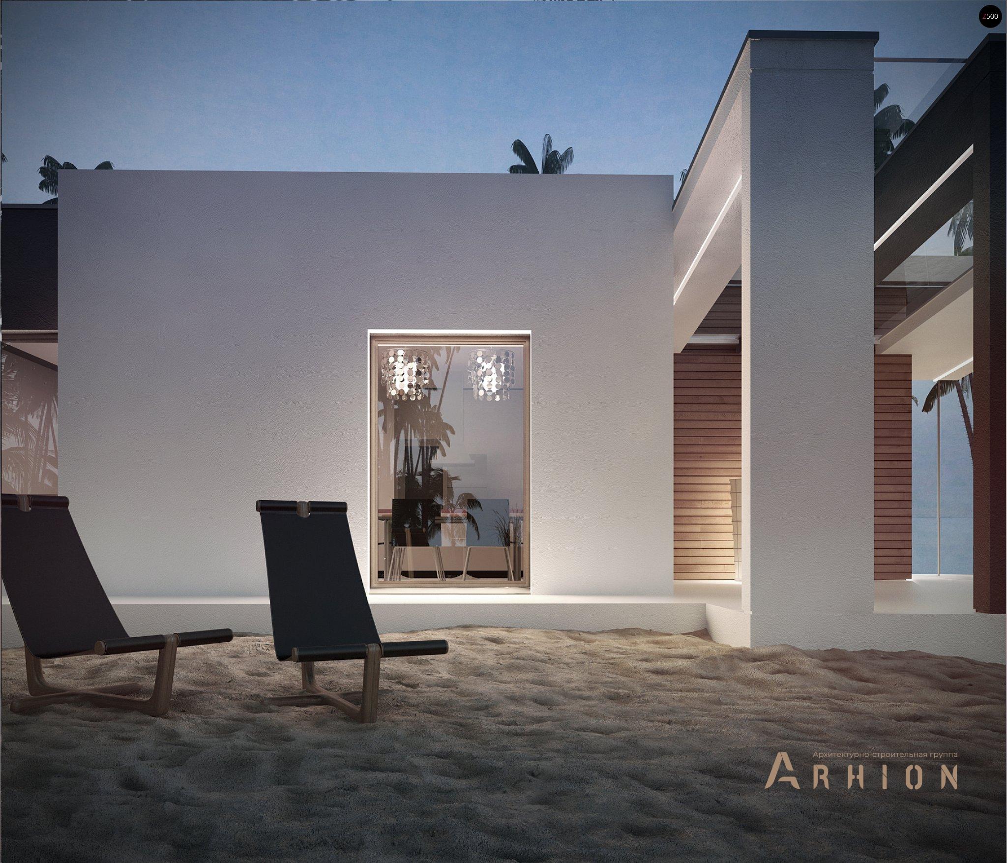 4. Проект одноэтажного дома в стиле хай-тек с односкатной кровлей, Zx57, площадью - 83 кв c терассой