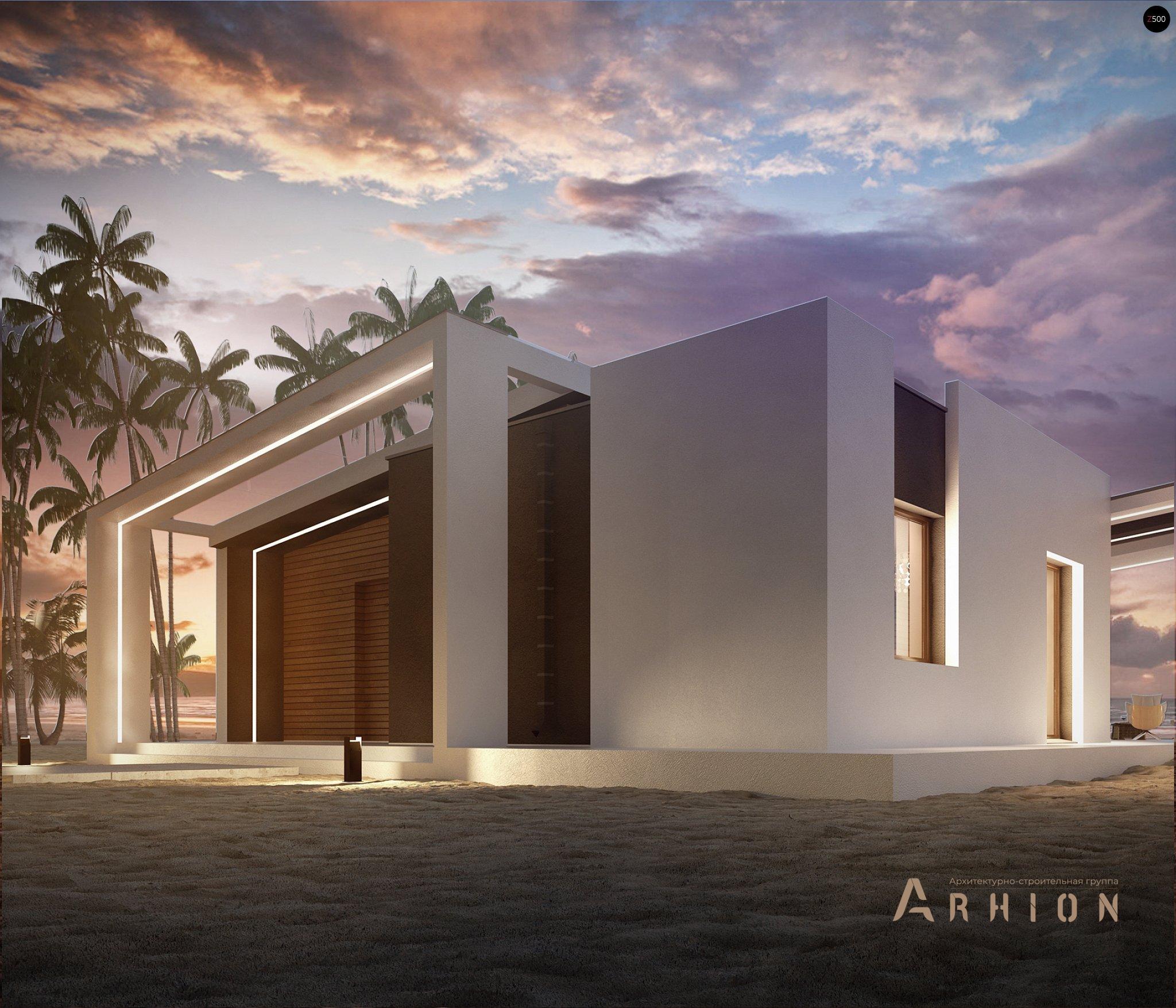 5. Проект одноэтажного дома в стиле хай-тек с односкатной кровлей, Zx57, площадью - 83 кв c терассой