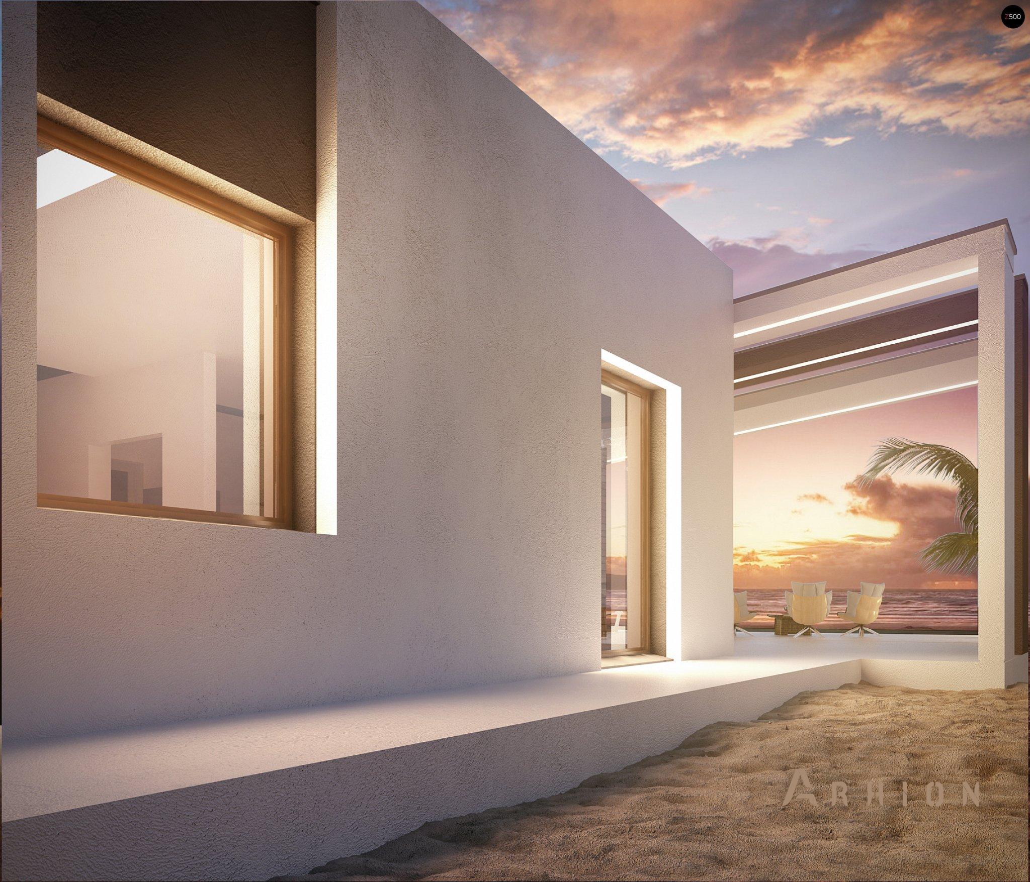 7. Проект одноэтажного дома в стиле хай-тек с односкатной кровлей, Zx57, площадью - 83 кв c терассой