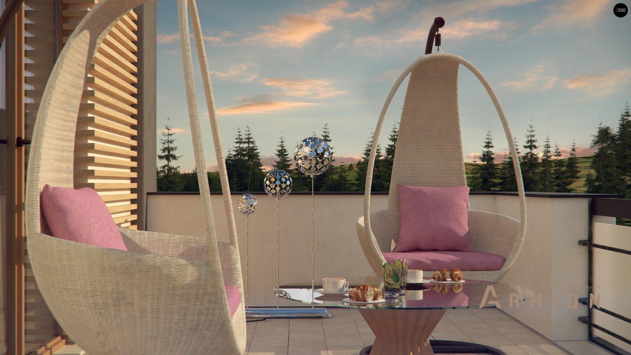 5. Проект двухэтажного дома в стиле хай-тек с плоской кровлей , Zx59, площадью - 147 кв c терассой, гаражом