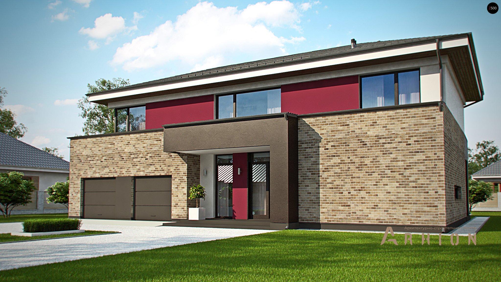 1. Проект двухэтажного дома в современном стиле с четырехскатной, Zx61, площадью - 245 кв c сауной, терассой, гаражом