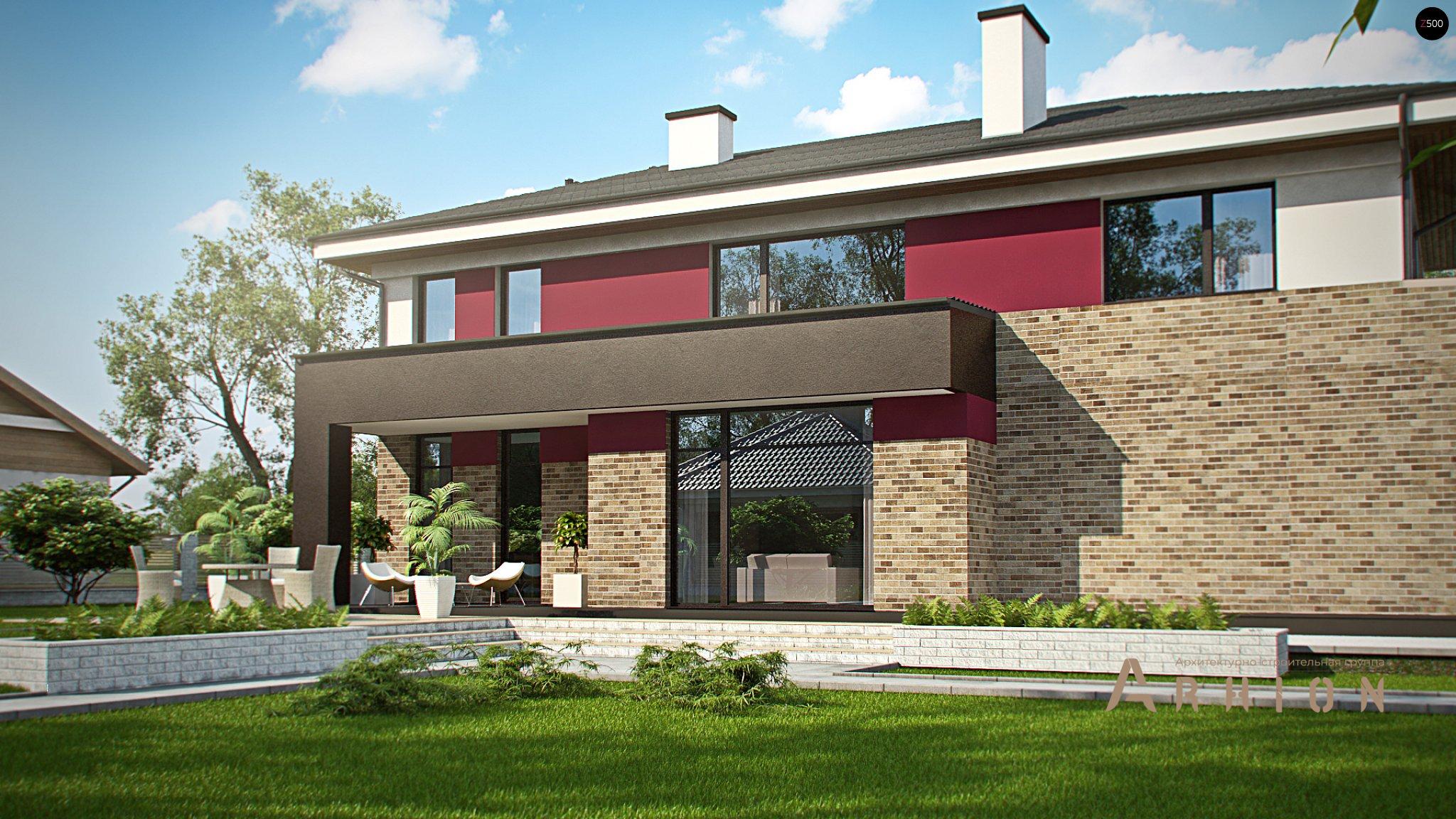 3. Проект двухэтажного дома в современном стиле с четырехскатной, Zx61, площадью - 245 кв c сауной, терассой, гаражом