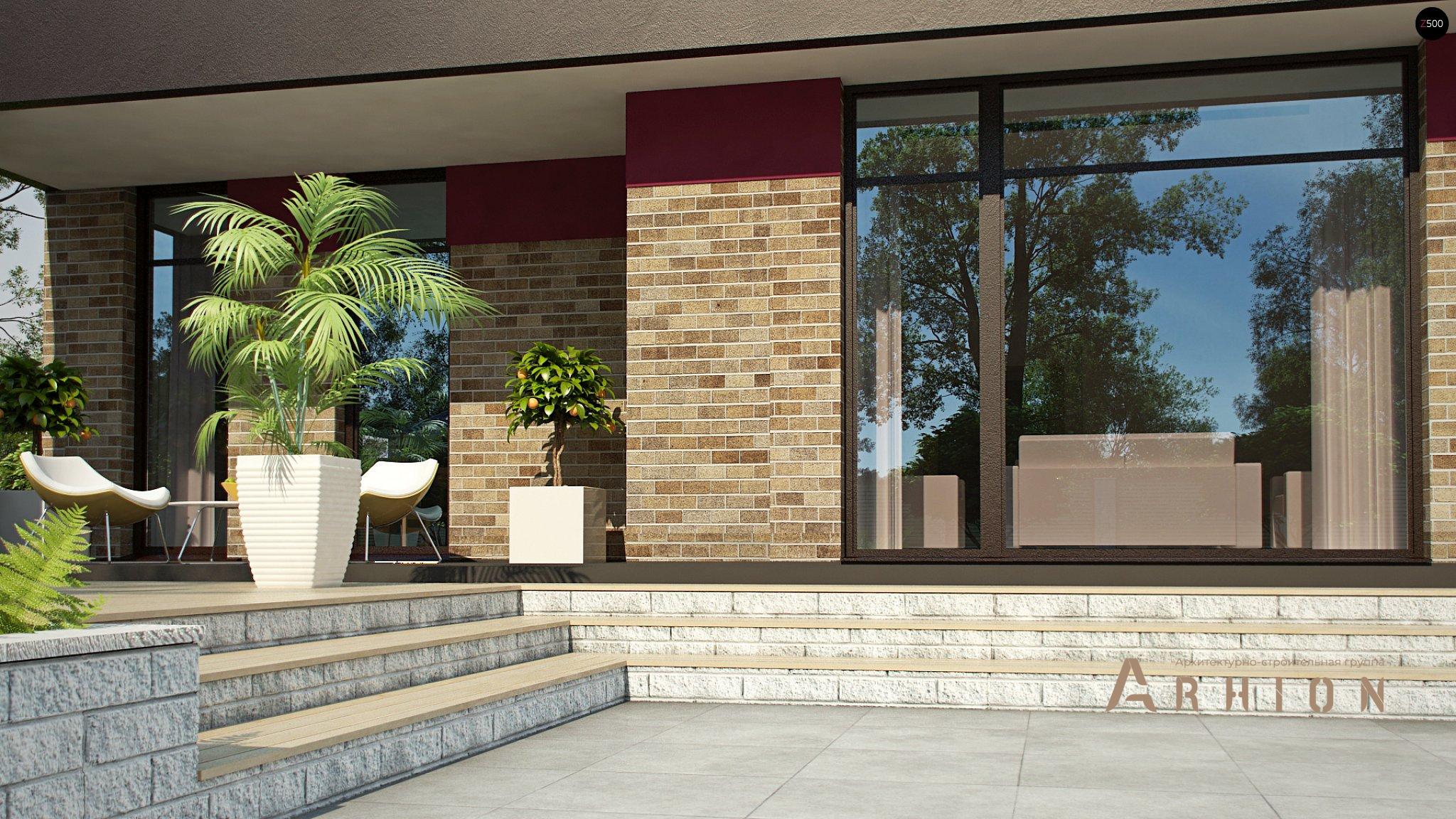 6. Проект двухэтажного дома в современном стиле с четырехскатной, Zx61, площадью - 245 кв c сауной, терассой, гаражом