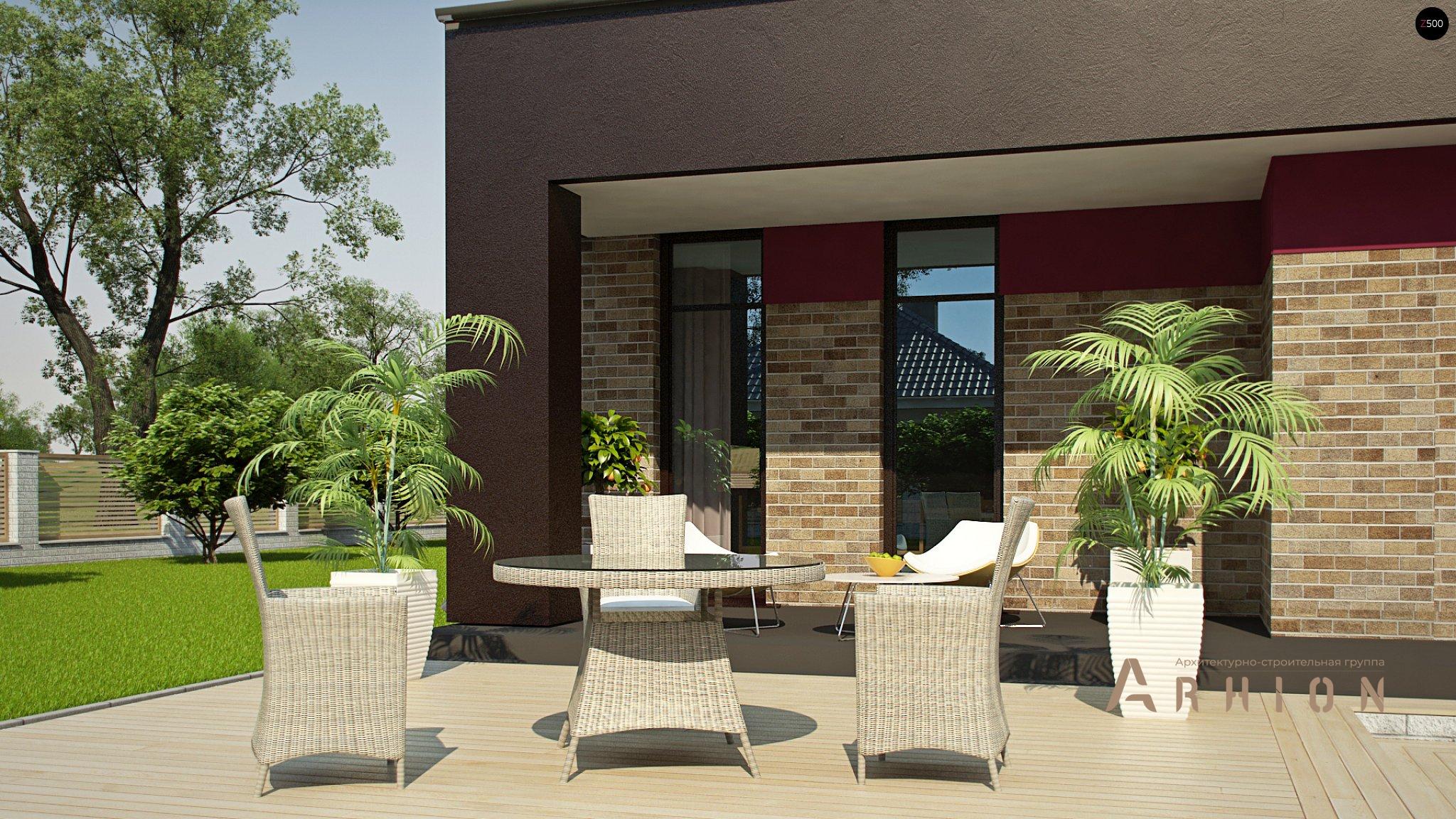 7. Проект двухэтажного дома в современном стиле с четырехскатной, Zx61, площадью - 245 кв c сауной, терассой, гаражом