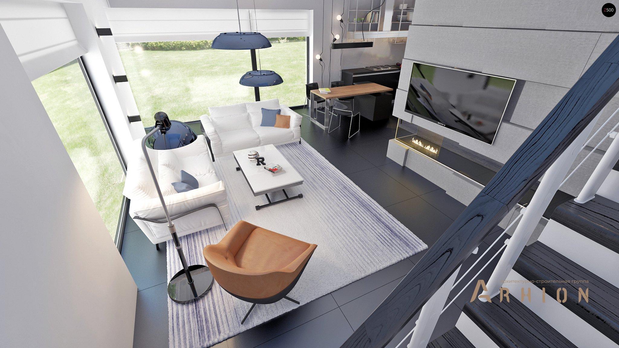 8. Проект двухэтажного дома в стиле хай-тек с плоской кровлей , Zx63, площадью - 125 кв c терассой, балконом, гаражом