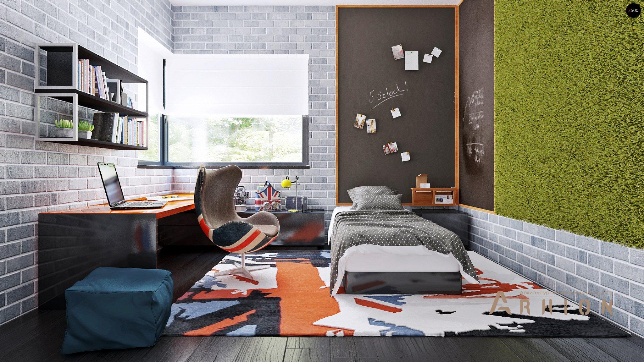 10. Проект двухэтажного дома в стиле хай-тек с плоской кровлей , Zx63, площадью - 125 кв c терассой, балконом, гаражом