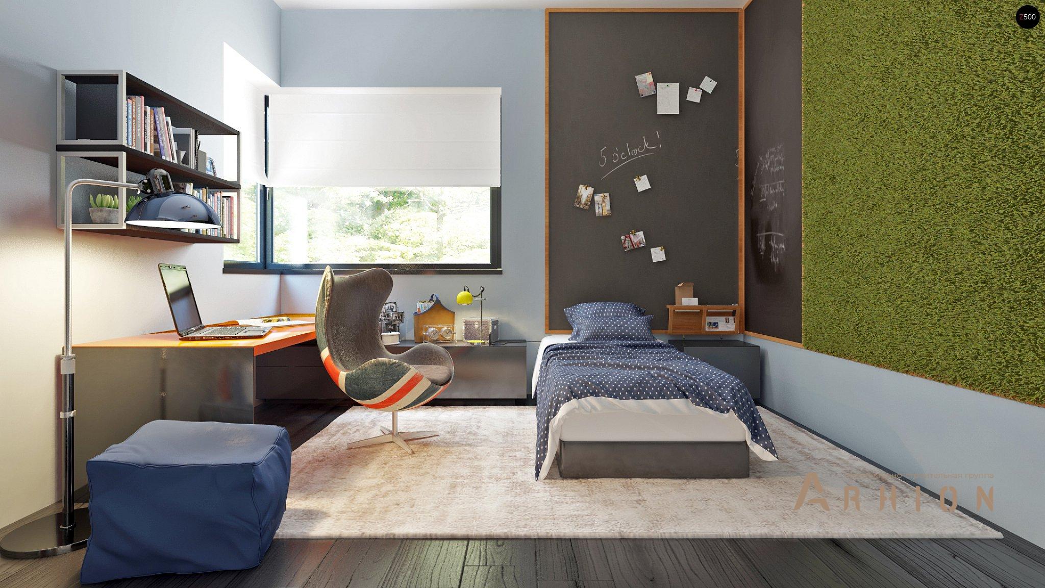 13. Проект двухэтажного дома в стиле хай-тек с плоской кровлей , Zx63, площадью - 125 кв c терассой, балконом, гаражом