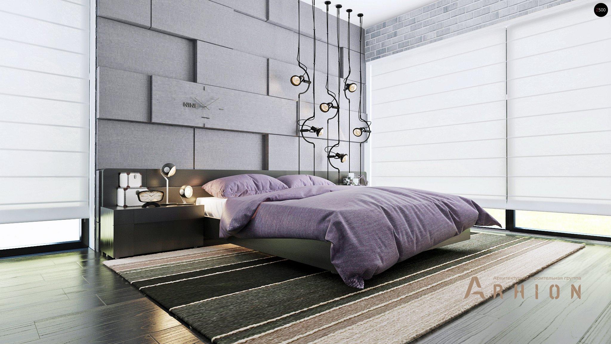 14. Проект двухэтажного дома в стиле хай-тек с плоской кровлей , Zx63, площадью - 125 кв c терассой, балконом, гаражом