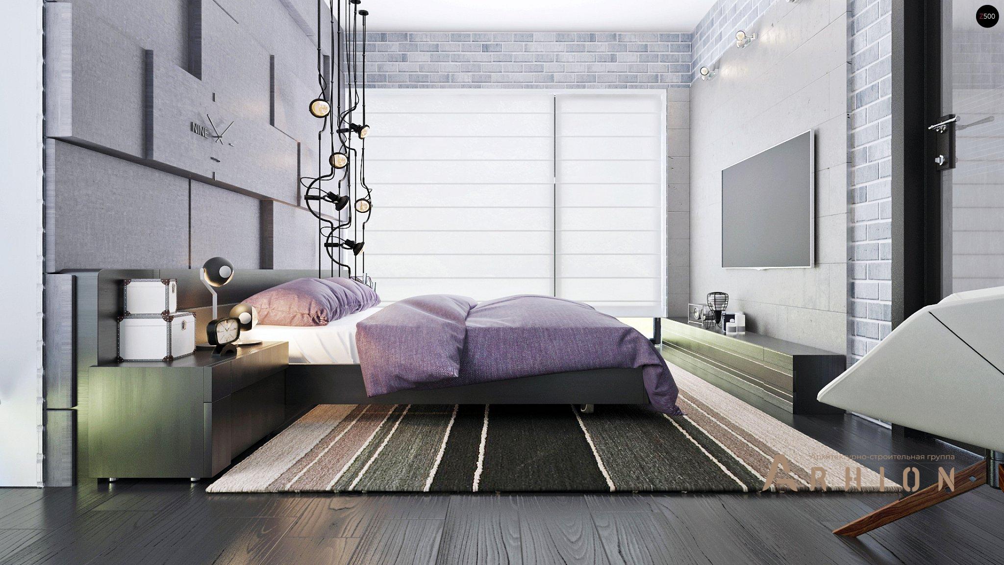 15. Проект двухэтажного дома в стиле хай-тек с плоской кровлей , Zx63, площадью - 125 кв c терассой, балконом, гаражом