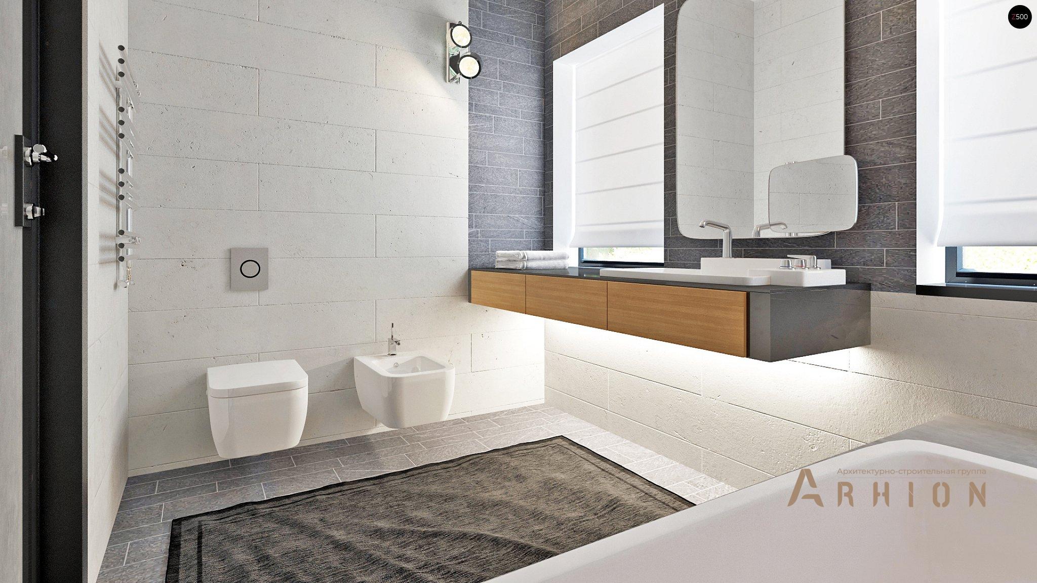 16. Проект двухэтажного дома в стиле хай-тек с плоской кровлей , Zx63, площадью - 125 кв c терассой, балконом, гаражом