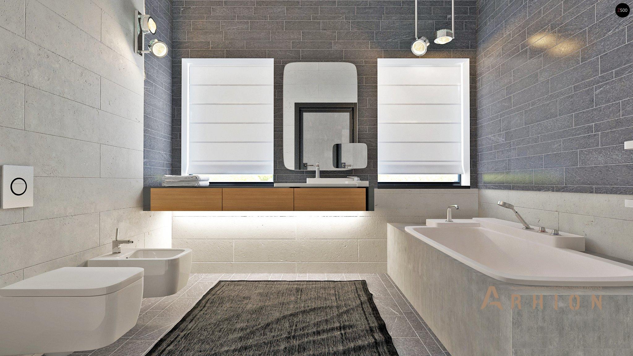 17. Проект двухэтажного дома в стиле хай-тек с плоской кровлей , Zx63, площадью - 125 кв c терассой, балконом, гаражом