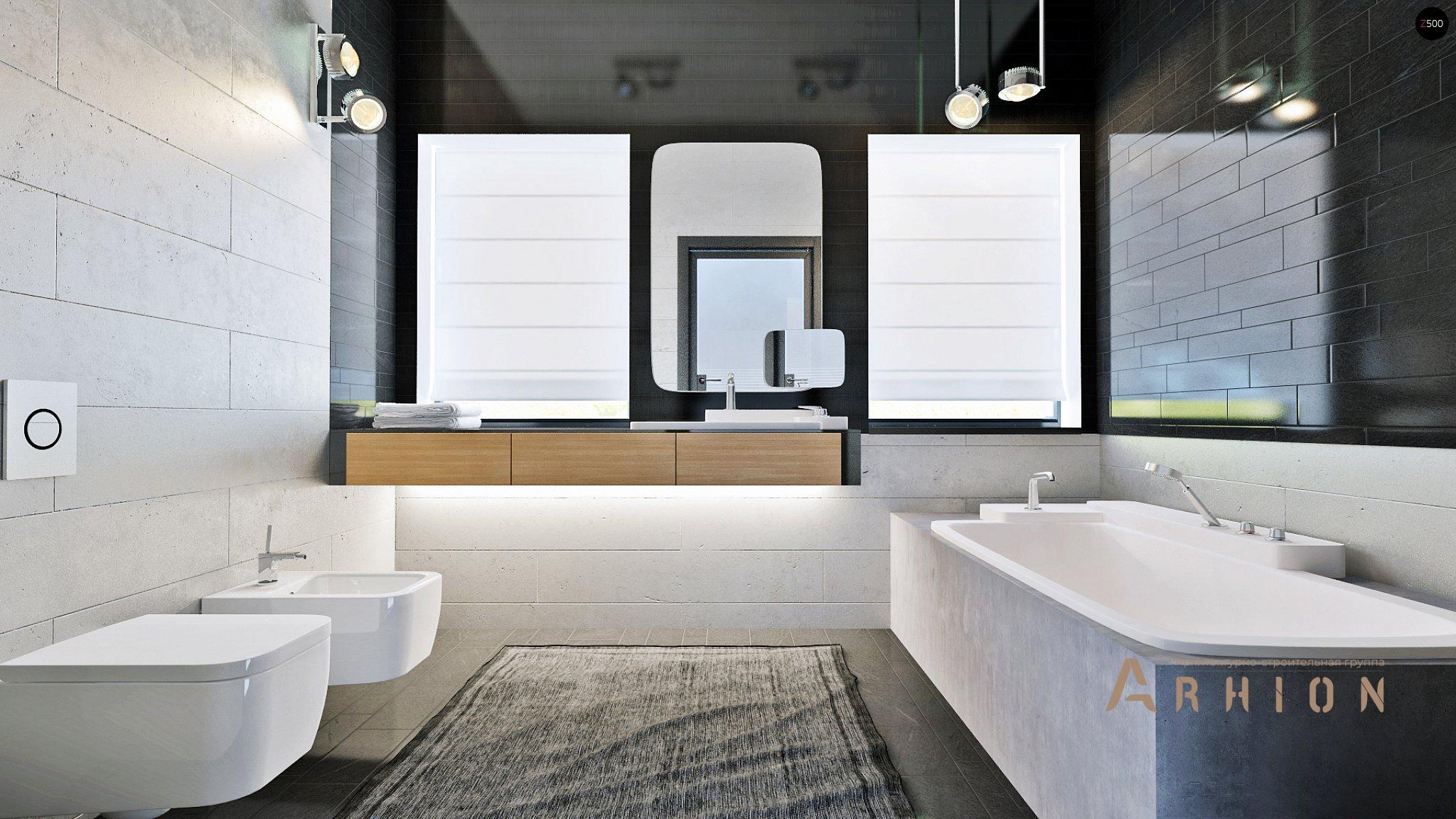 18. Проект двухэтажного дома в стиле хай-тек с плоской кровлей , Zx63, площадью - 125 кв c терассой, балконом, гаражом