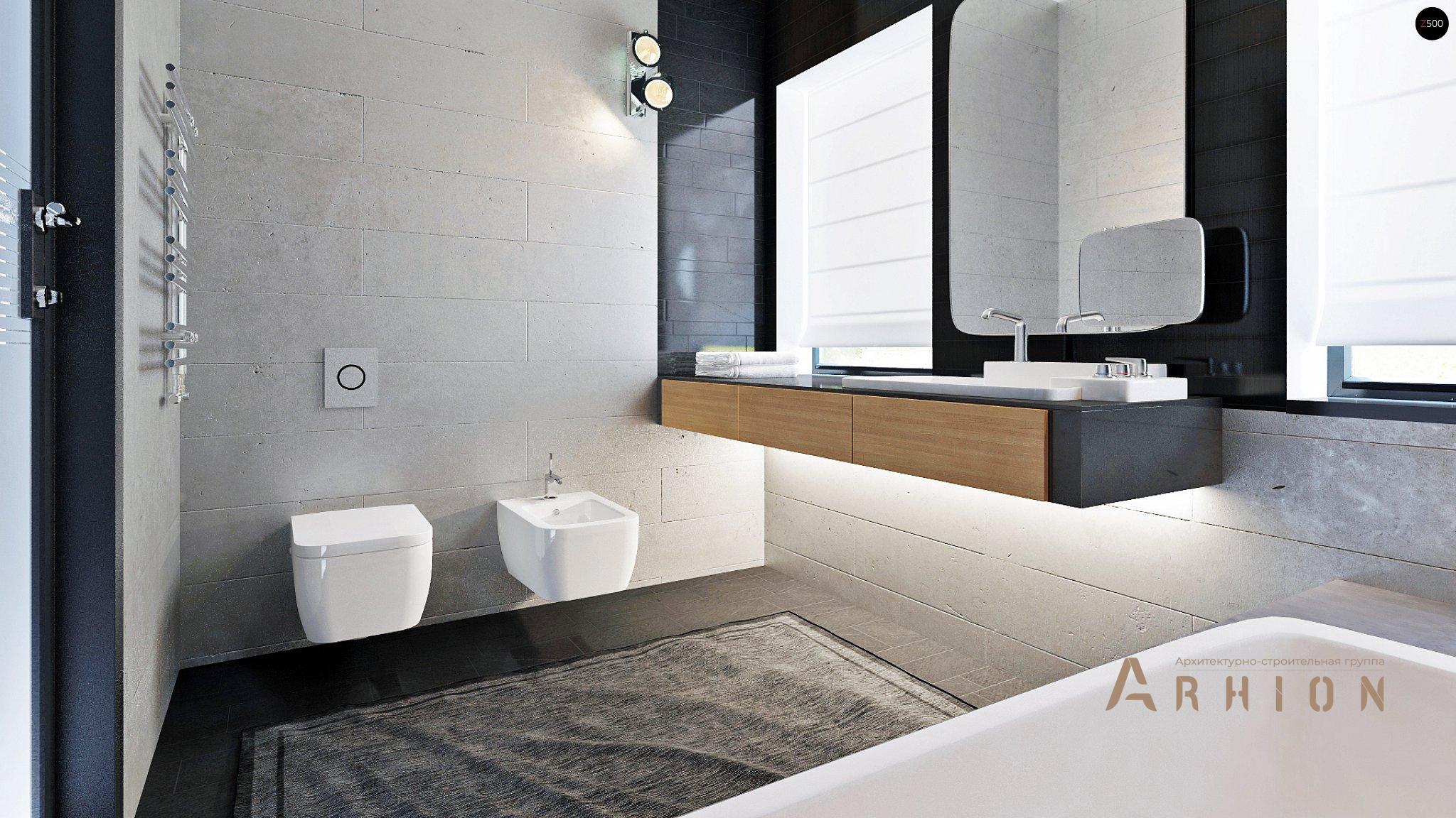 19. Проект двухэтажного дома в стиле хай-тек с плоской кровлей , Zx63, площадью - 125 кв c терассой, балконом, гаражом