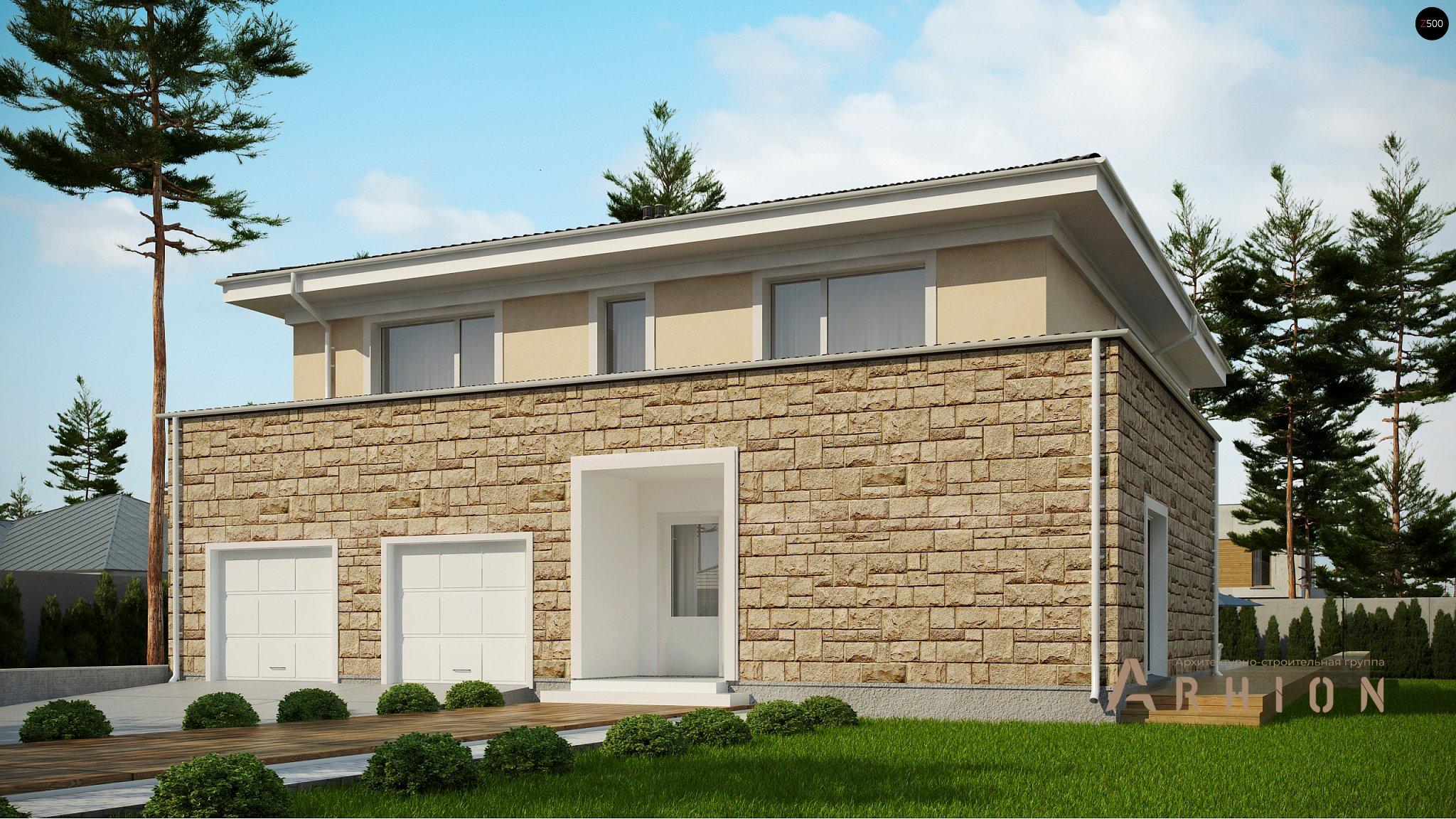 1. Проект двухэтажного дома в современном стиле с четырехскатной, Zx66, площадью - 305 кв c терассой, гаражом