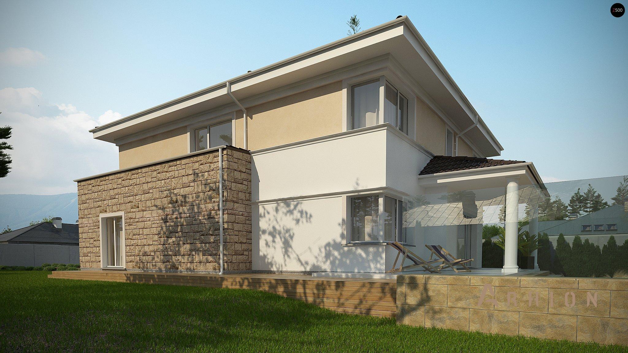 5. Проект двухэтажного дома в современном стиле с четырехскатной, Zx66, площадью - 305 кв c терассой, гаражом